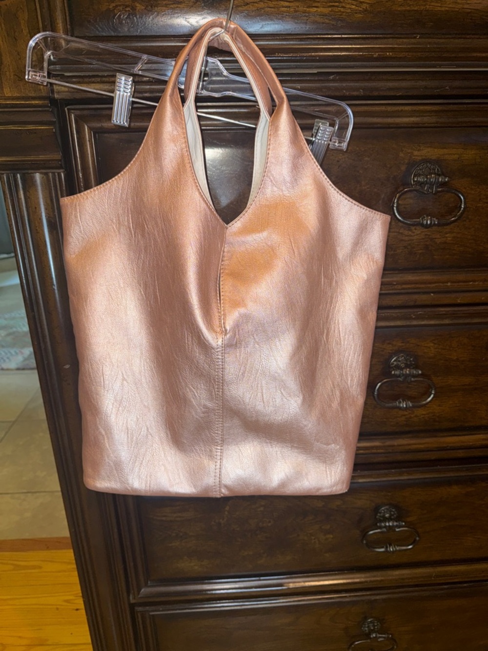 Women's Rose Gold Faux-Leather purse